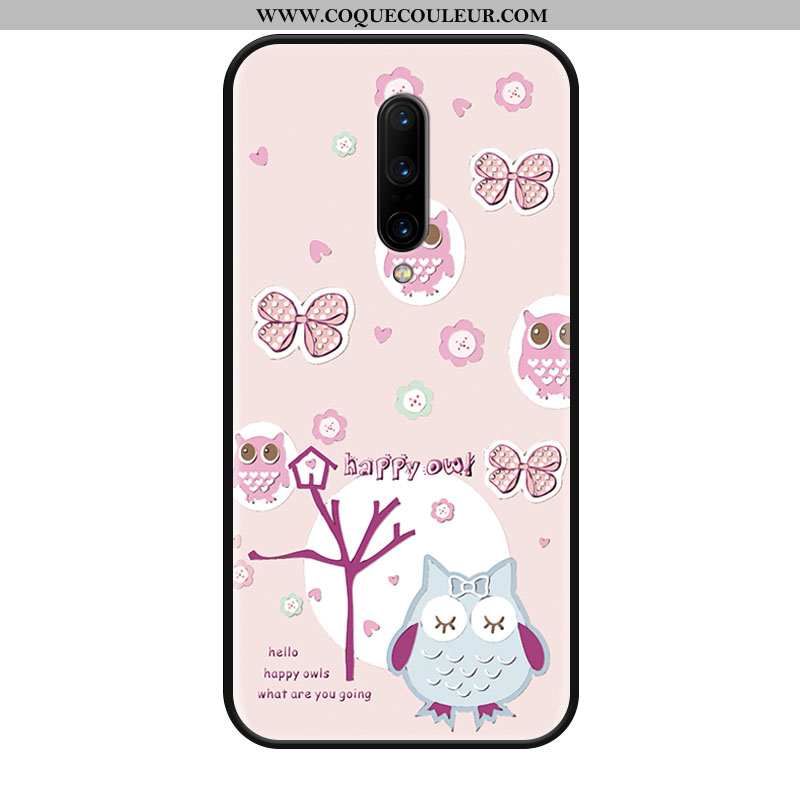 Housse Oneplus 8 Délavé En Daim Grand Charmant, Étui Oneplus 8 Dessin Animé Téléphone Portable Rose