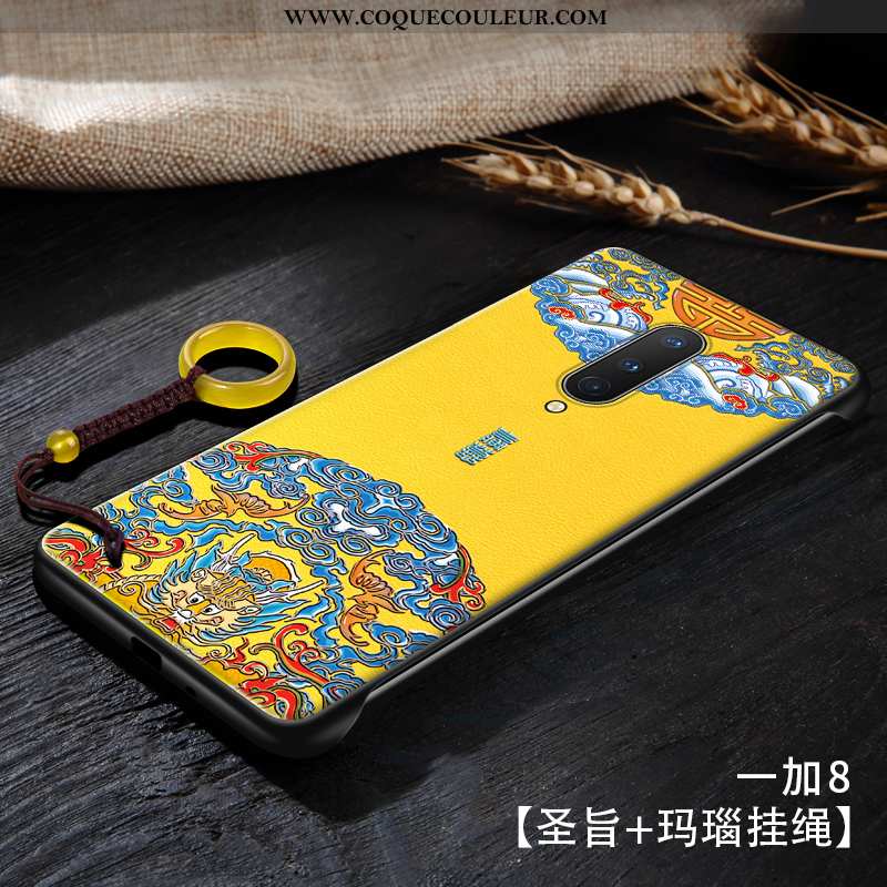 Coque Oneplus 8 Personnalité Étui Vintage, Housse Oneplus 8 Créatif Jaune