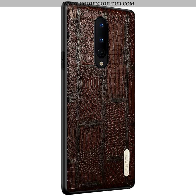 Coque Oneplus 8 Modèle Fleurie Tout Compris Coque, Housse Oneplus 8 Mode Cuir Véritable Marron