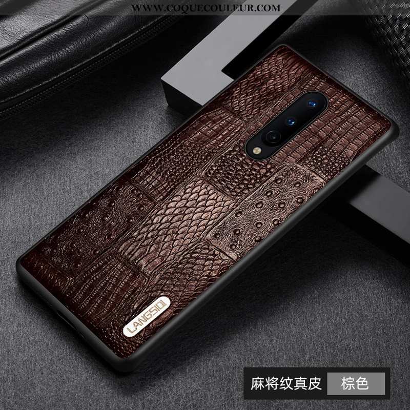 Coque Oneplus 8 Modèle Fleurie Tout Compris Coque, Housse Oneplus 8 Mode Cuir Véritable Marron