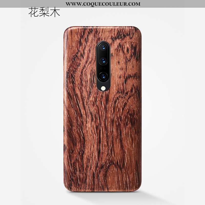 Coque Oneplus 8 En Bois Étui Fleur, Housse Oneplus 8 Ultra Délavé En Daim Marron