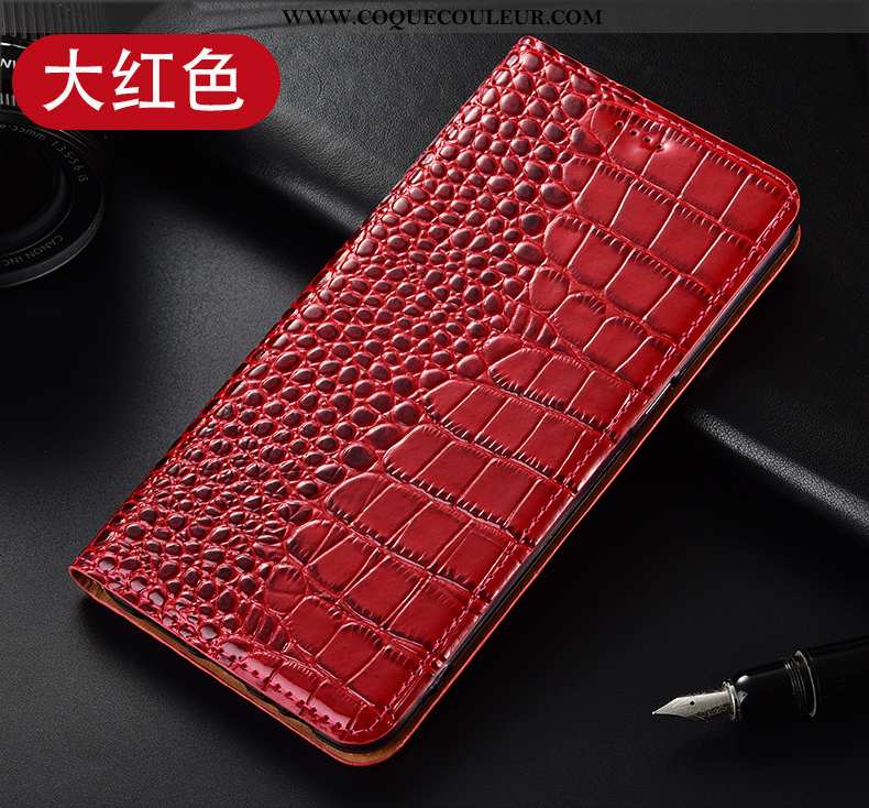 Housse Oneplus 8 Pro Cuir Véritable Étui Incassable, Oneplus 8 Pro Modèle Fleurie Rouge