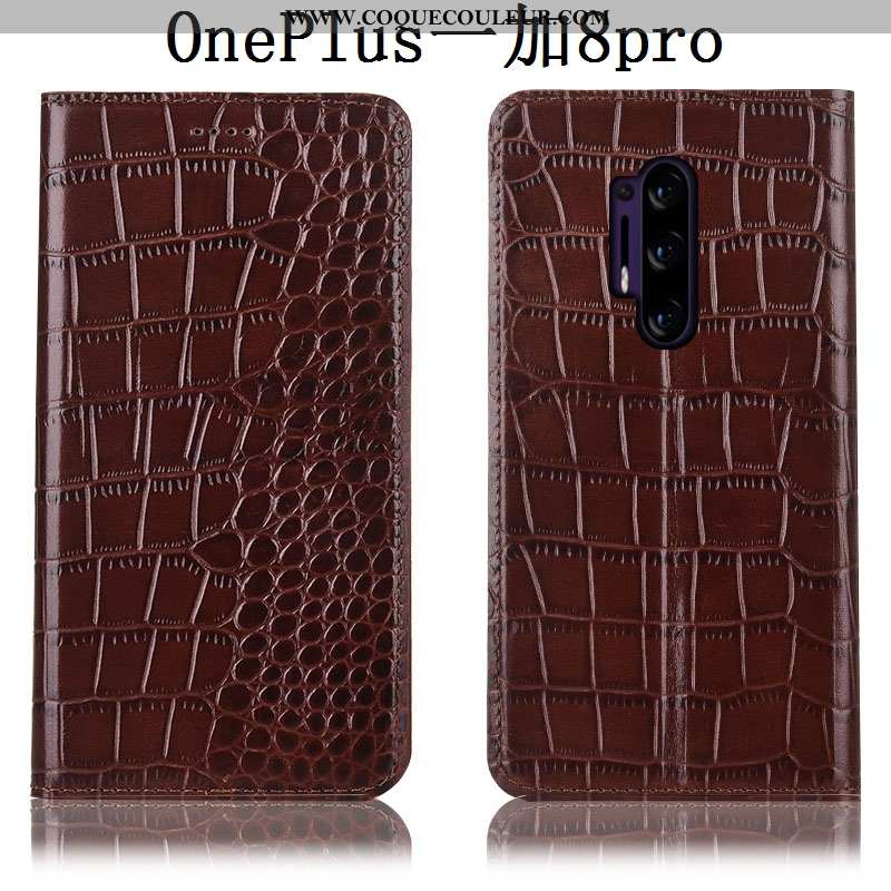 Housse Oneplus 8 Pro Cuir Véritable Étui Incassable, Oneplus 8 Pro Modèle Fleurie Rouge