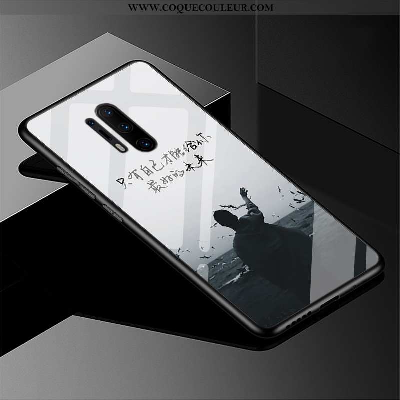 Housse Oneplus 8 Pro Délavé En Daim Coque Tempérer, Étui Oneplus 8 Pro Tendance Noir