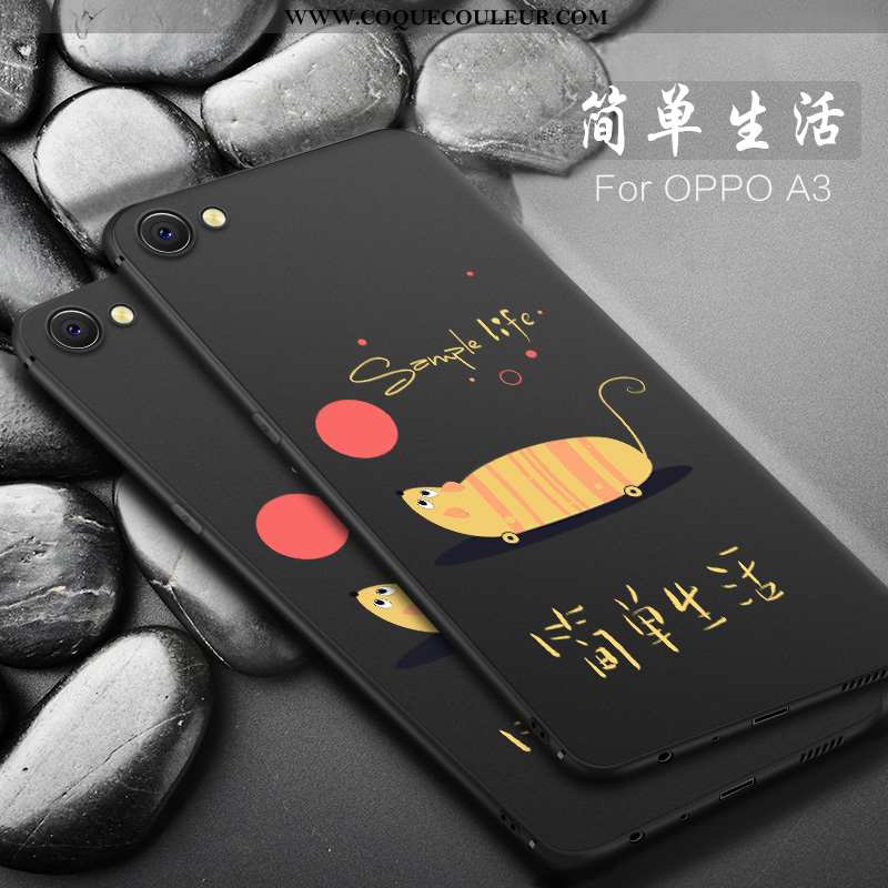 Coque Oppo A3 Dessin Animé Simple Silicone, Housse Oppo A3 Tendance Noir