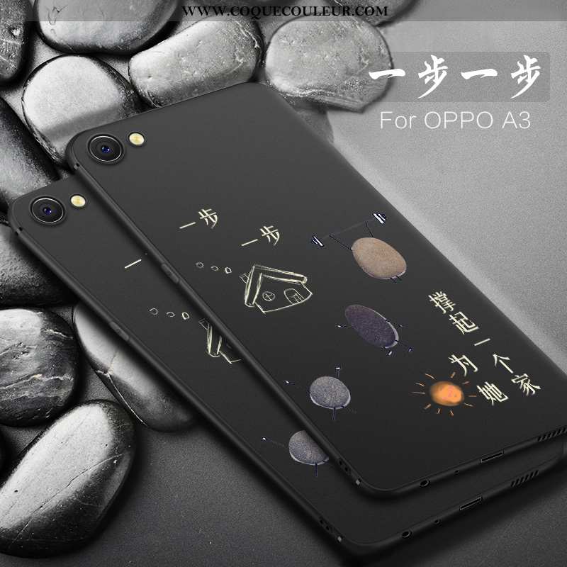 Coque Oppo A3 Dessin Animé Simple Silicone, Housse Oppo A3 Tendance Noir