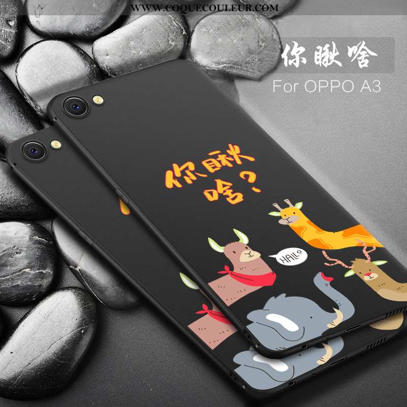 Coque Oppo A3 Dessin Animé Simple Silicone, Housse Oppo A3 Tendance Noir