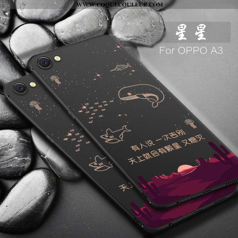 Coque Oppo A3 Dessin Animé Simple Silicone, Housse Oppo A3 Tendance Noir