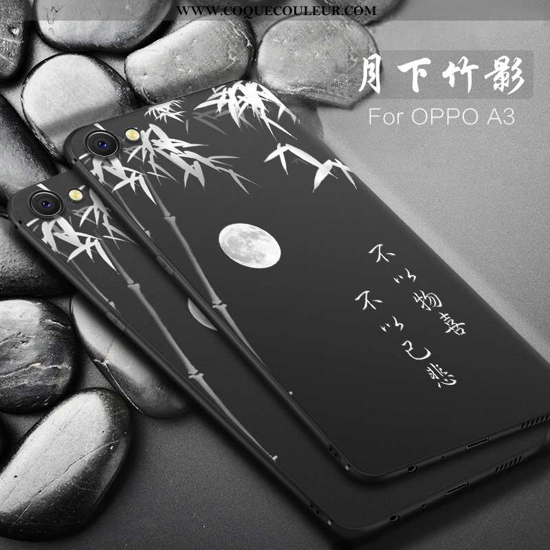 Coque Oppo A3 Dessin Animé Simple Silicone, Housse Oppo A3 Tendance Noir