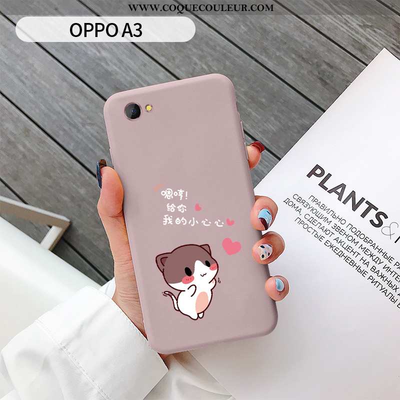 Coque Oppo A3 Silicone Fluide Doux Cœur, Housse Oppo A3 Personnalité Chat Rose