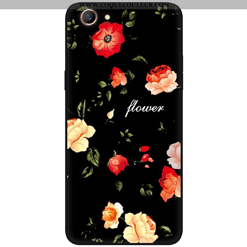 Housse Oppo A3 Silicone Fleur Coque, Étui Oppo A3 Classic Tendance Noir