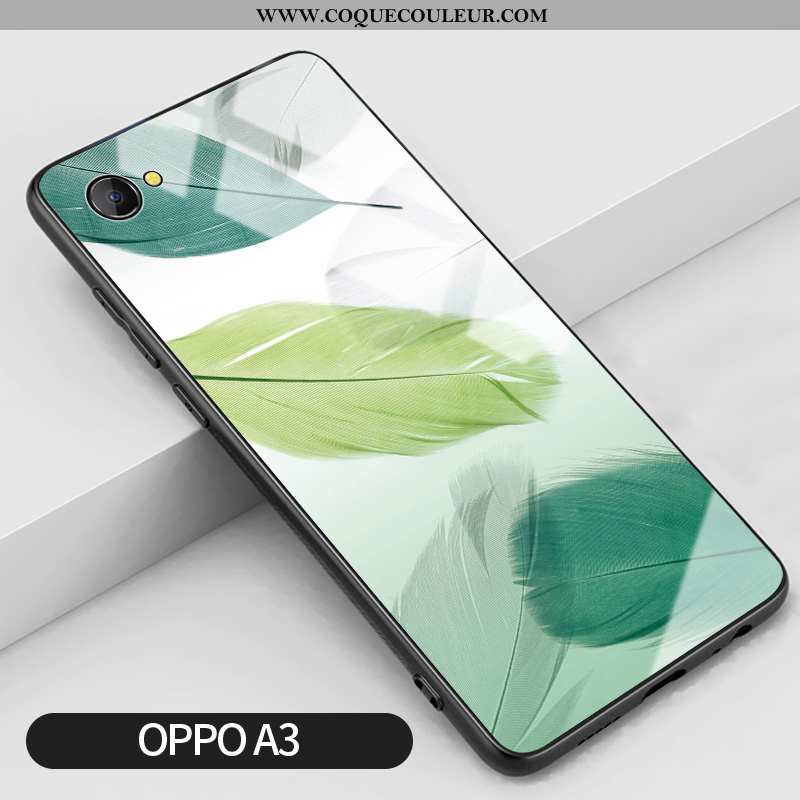 Coque Oppo A3 Silicone Frais Téléphone Portable, Housse Oppo A3 Verre Difficile Verte