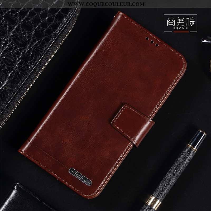 Coque Oppo A31 Protection Cuir Marron, Housse Oppo A31 Cuir Véritable Marron