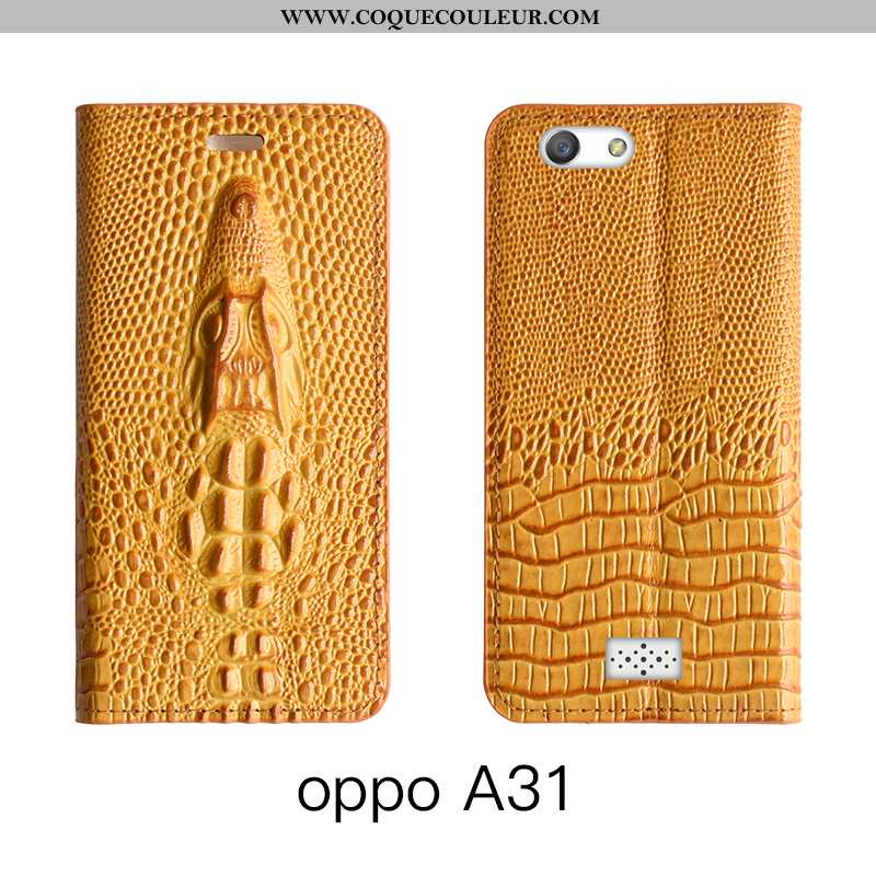 Coque Oppo A31 Cuir Véritable Étui Rouge, Housse Oppo A31 Cuir Protection Rose