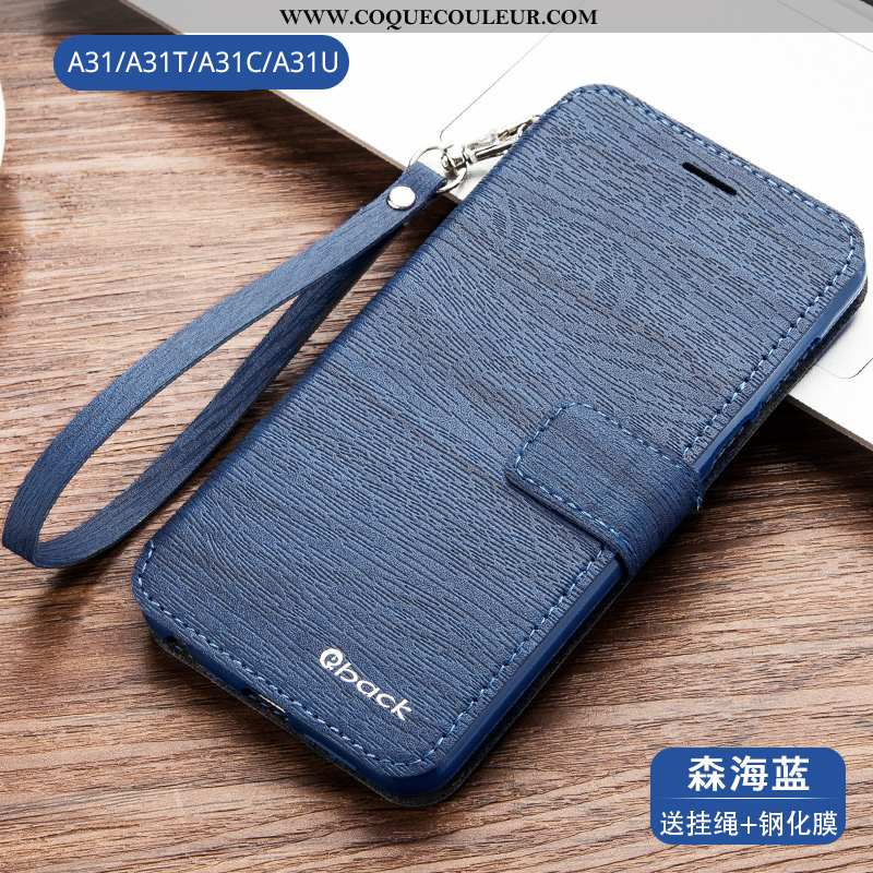 Housse Oppo A31 Cuir Tout Compris Coque, Étui Oppo A31 Silicone Téléphone Portable Bleu