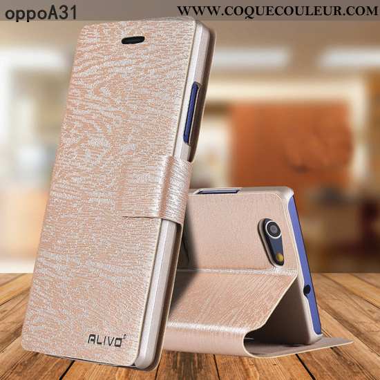 Étui Oppo A31 Cuir Difficile Étui, Coque Oppo A31 Protection Or Doré