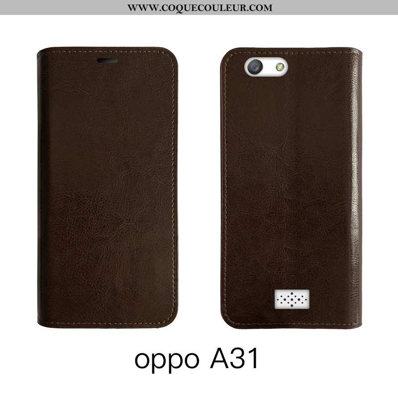 Étui Oppo A31 Protection Marron Téléphone Portable, Coque Oppo A31 Cuir Véritable Housse