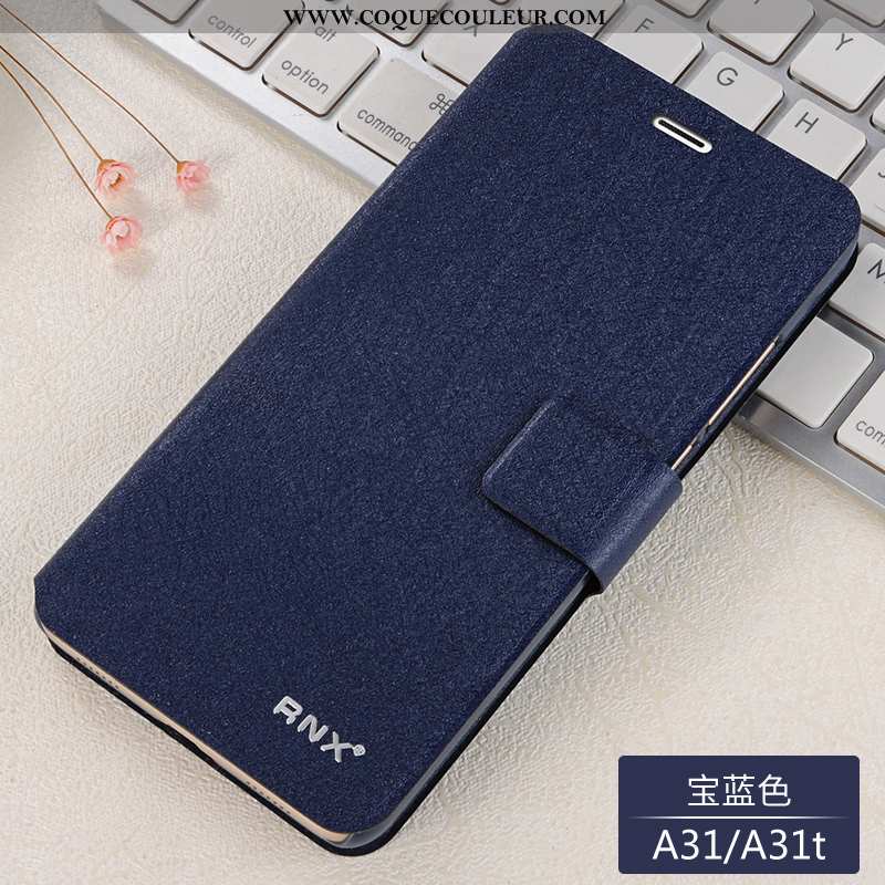 Étui Oppo A31 Tendance Téléphone Portable Fluide Doux, Coque Oppo A31 Cuir Bleu