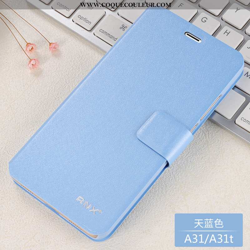 Étui Oppo A31 Tendance Téléphone Portable Fluide Doux, Coque Oppo A31 Cuir Bleu