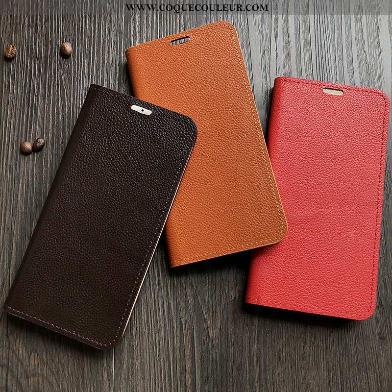 Housse Oppo A31 Protection Cuir Housse, Étui Oppo A31 Cuir Véritable Orange