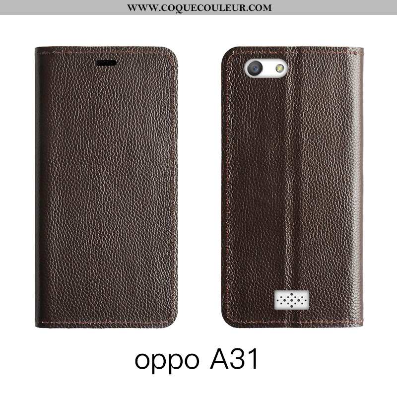 Housse Oppo A31 Protection Cuir Housse, Étui Oppo A31 Cuir Véritable Orange