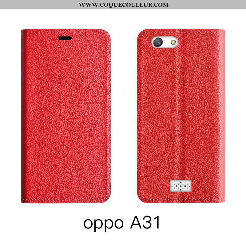 Housse Oppo A31 Protection Cuir Housse, Étui Oppo A31 Cuir Véritable Orange