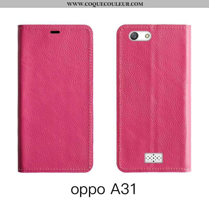 Housse Oppo A31 Protection Cuir Housse, Étui Oppo A31 Cuir Véritable Orange