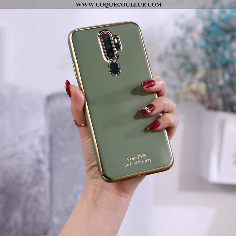 Coque Oppo A5 2020 Protection Gris Membrane, Housse Oppo A5 2020 Fluide Doux Tempérer Verte