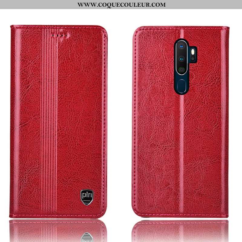 Étui Oppo A5 2020 Protection Marron Housse, Coque Oppo A5 2020 Cuir Véritable