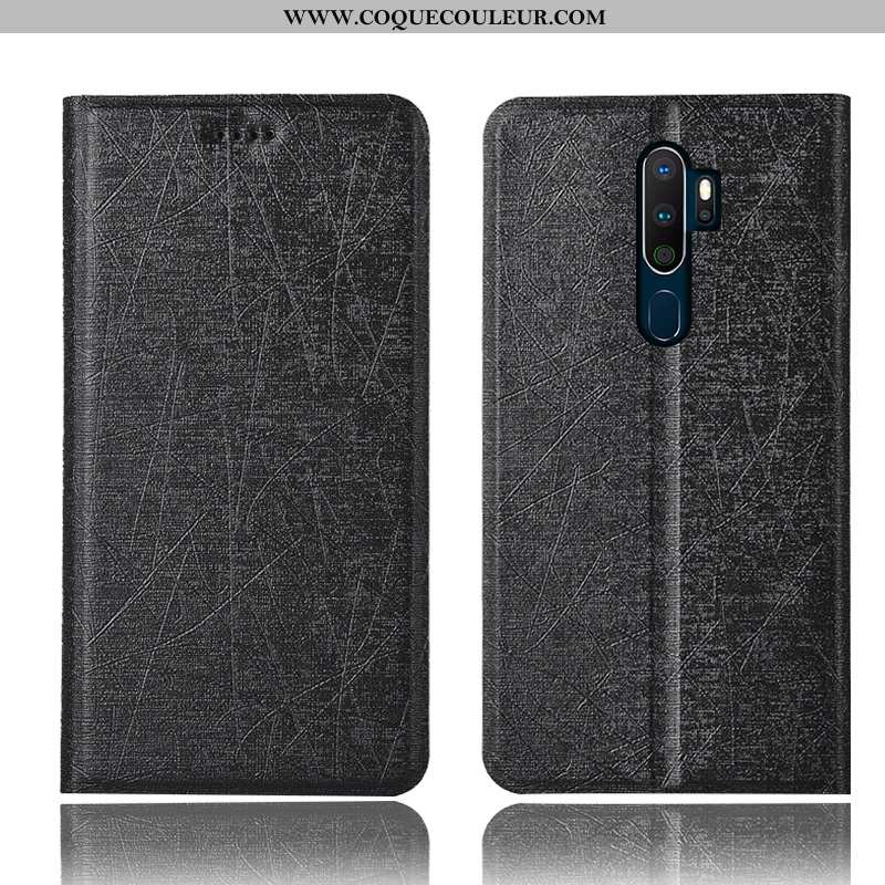 Coque Oppo A5 2020 Protection Soie, Housse Oppo A5 2020 Cuir Tout Compris Doré