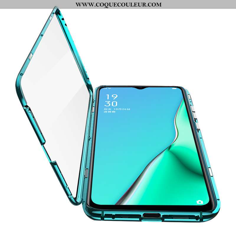 Coque Oppo A5 2020 Verre Reversible Vert, Housse Oppo A5 2020 Protection Téléphone Portable Verte