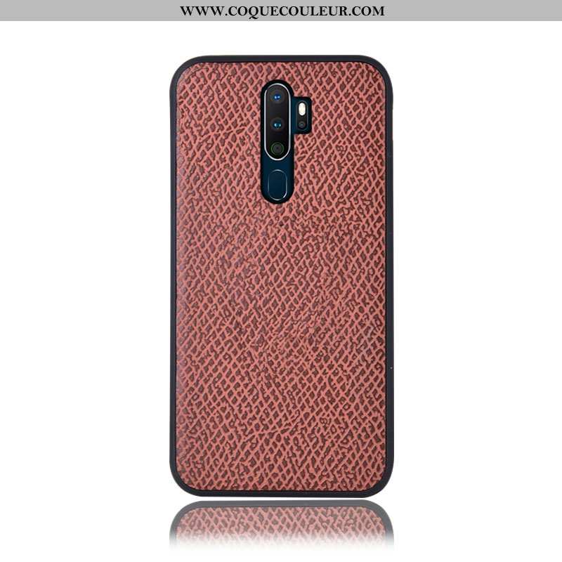 Étui Oppo A5 2020 Cuir Véritable Coque Rouge, Oppo A5 2020 Modèle Fleurie Rose