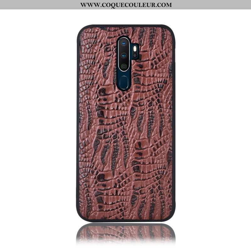 Coque Oppo A5 2020 Protection Téléphone Portable Crocodile, Housse Oppo A5 2020 Cuir Véritable Incas