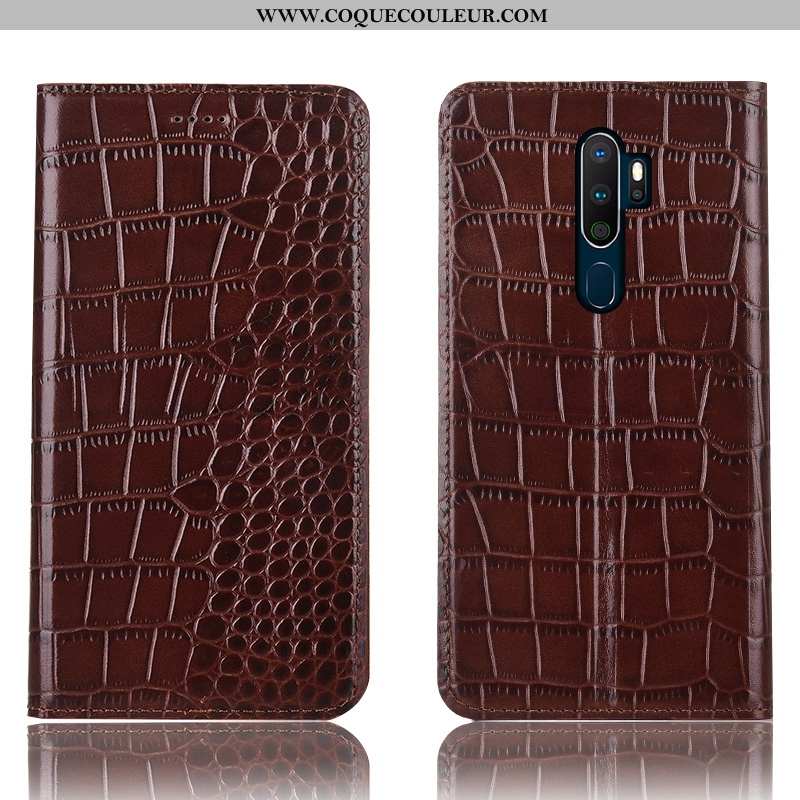Coque Oppo A5 2020 Protection Téléphone Portable Incassable, Housse Oppo A5 2020 Cuir Véritable Étui