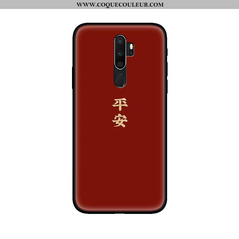 Housse Oppo A5 2020 Verre Amoureux Téléphone Portable, Étui Oppo A5 2020 Délavé En Daim Coque Jaune
