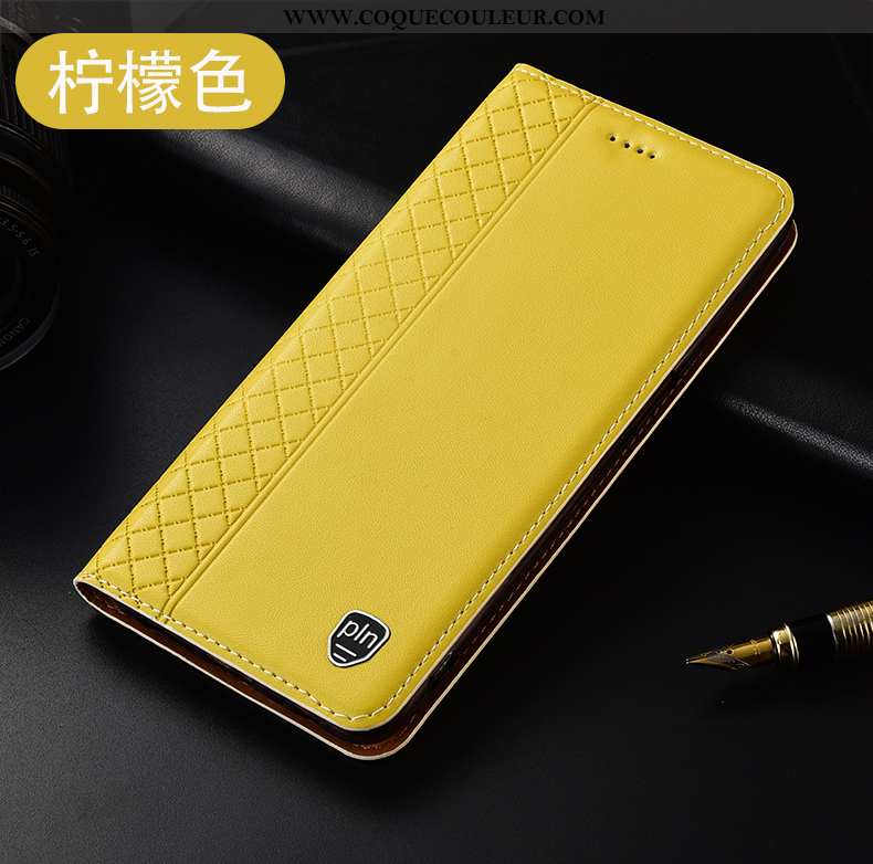 Étui Oppo A5 2020 Protection Jaune Coque, Coque Oppo A5 2020 Cuir Véritable Tout Compris