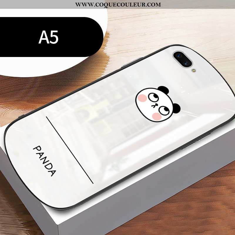 Coque Oppo A5 Créatif Verre Blanc, Housse Oppo A5 Silicone Tout Compris Blanche