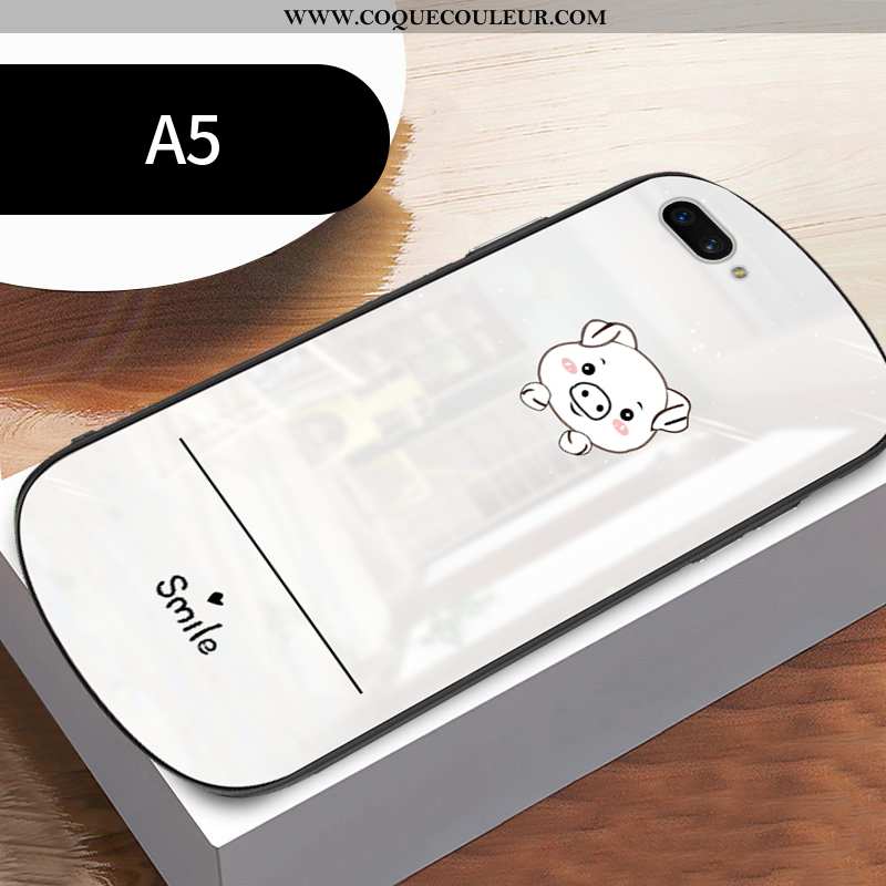 Coque Oppo A5 Créatif Verre Blanc, Housse Oppo A5 Silicone Tout Compris Blanche