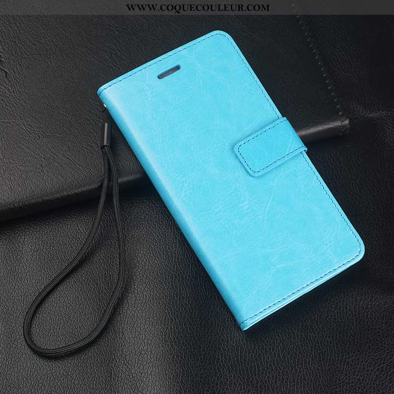 Housse Oppo A5 Cuir Coque Membrane, Étui Oppo A5 Fluide Doux Tempérer Bleu