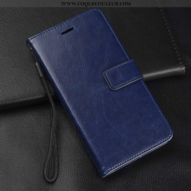 Housse Oppo A5 Cuir Coque Membrane, Étui Oppo A5 Fluide Doux Tempérer Bleu