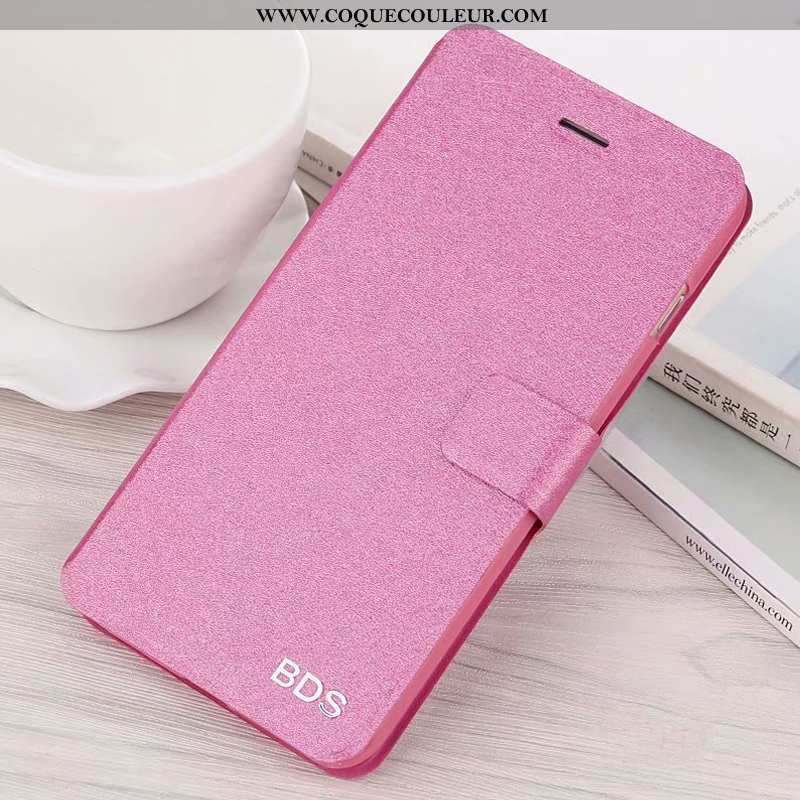 Étui Oppo A5 Protection Incassable Rose, Coque Oppo A5 Cuir Fluide Doux Rose