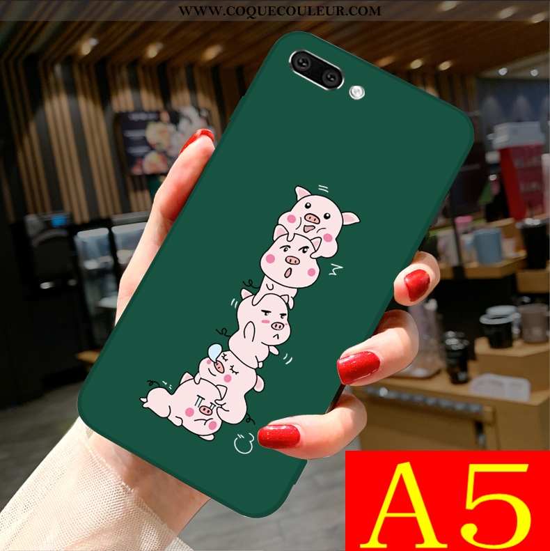 Housse Oppo A5 Charmant Fluide Doux Incassable, Étui Oppo A5 Tendance Téléphone Portable Verte