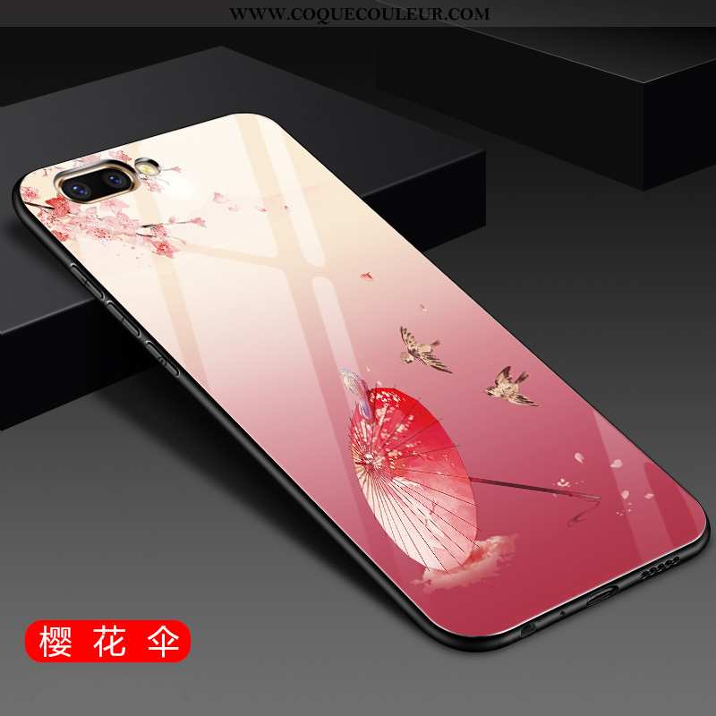 Étui Oppo A5 Protection Téléphone Portable Net Rouge, Coque Oppo A5 Verre Rose