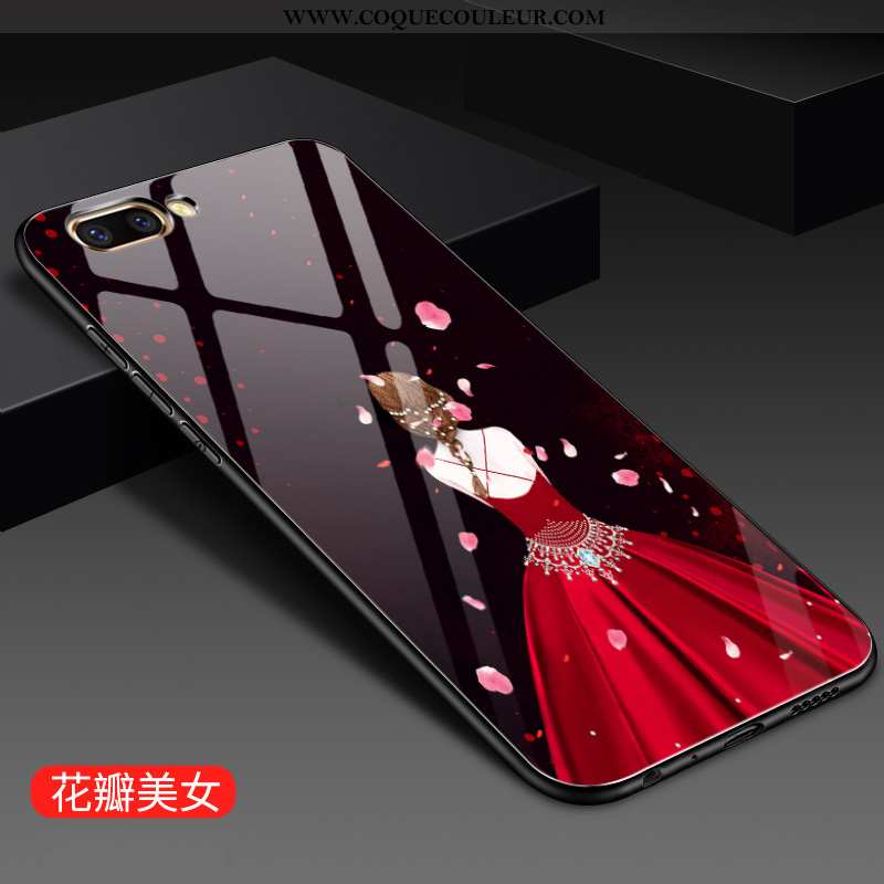 Étui Oppo A5 Protection Téléphone Portable Net Rouge, Coque Oppo A5 Verre Rose