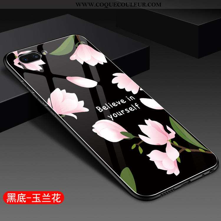 Coque Oppo A5 Personnalité Fluide Doux Verre, Housse Oppo A5 Tendance Incassable Noir