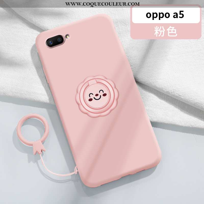 Étui Oppo A5 Tendance Net Rouge Support, Coque Oppo A5 Légère Magnétisme Rose