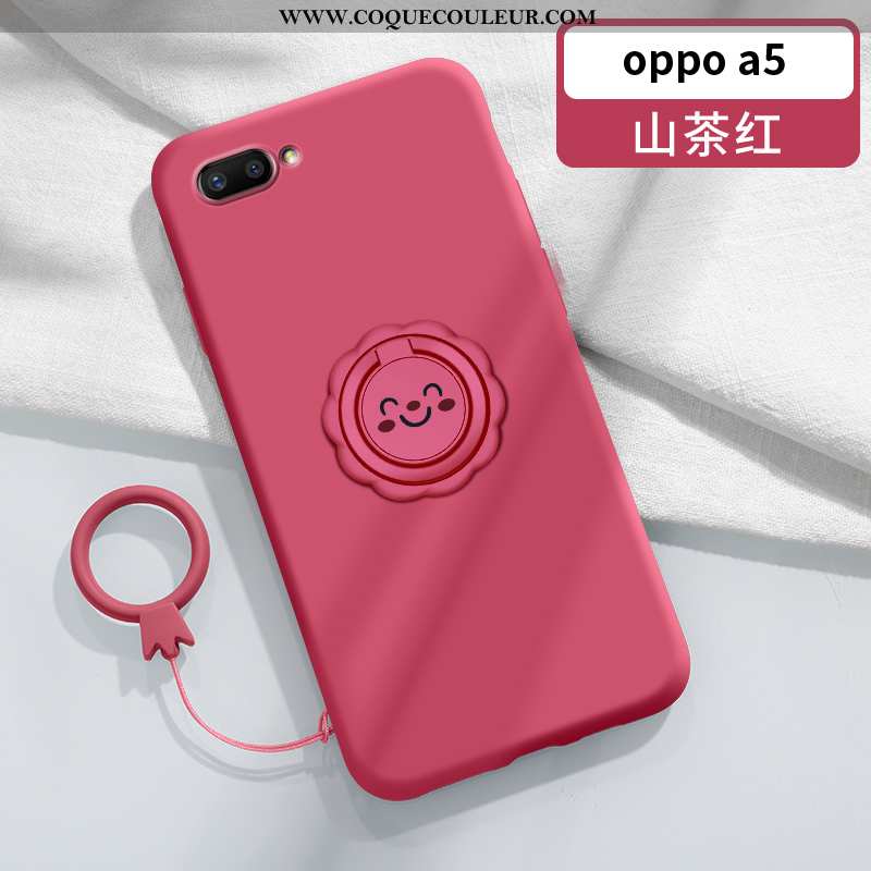 Étui Oppo A5 Tendance Net Rouge Support, Coque Oppo A5 Légère Magnétisme Rose