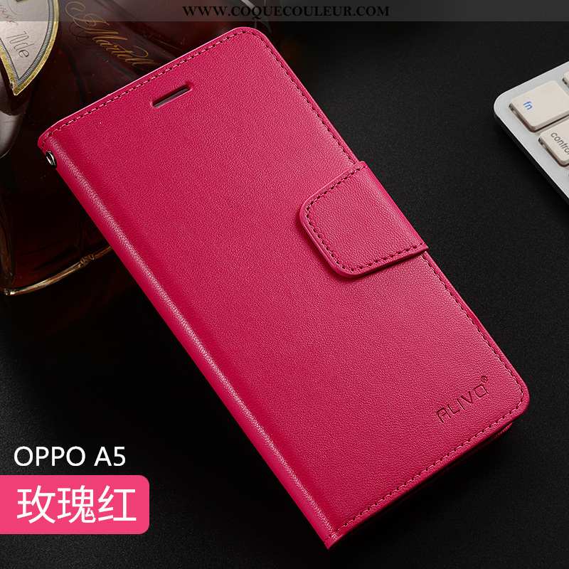 Étui Oppo A5 Fluide Doux Clamshell Rose, Coque Oppo A5 Silicone Incassable Rose