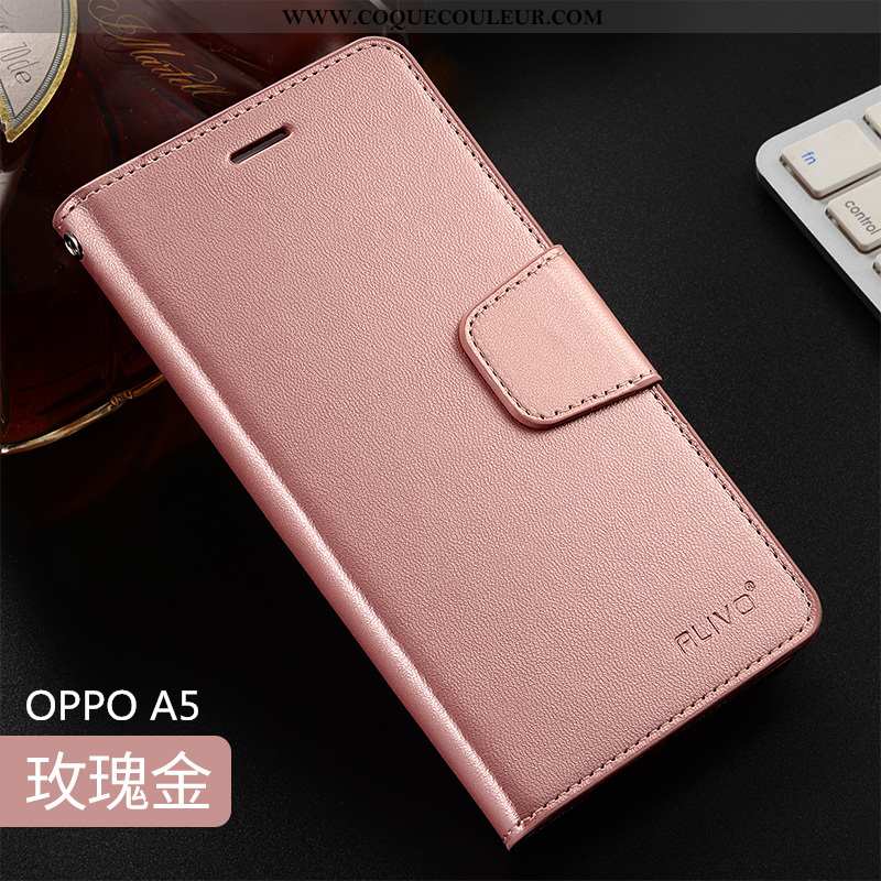 Étui Oppo A5 Fluide Doux Clamshell Rose, Coque Oppo A5 Silicone Incassable Rose