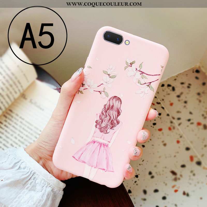 Coque Oppo A5 Charmant Téléphone Portable Coque, Housse Oppo A5 Fluide Doux Personnalité Rose